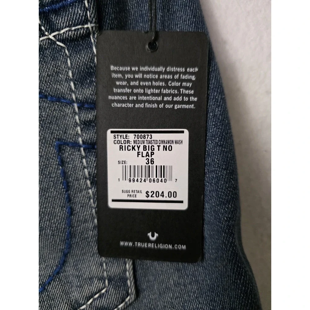 True religion Ricky big T‎ noflap style 700873 color medium toasted Size 36x34